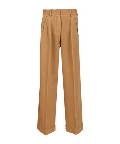 Forte Forte Fluid Cotton Bull Low Pants In Brown