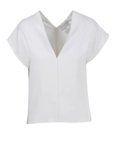 Forte Forte Fluid Ottoman V Neck Top In White