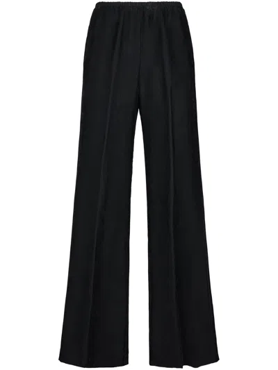 Forte Forte Fluid Ribbed Velvet Trousers With Elasticated Waistband In Black