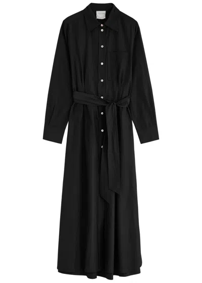 Forte Forte Forte_forte Belted Poplin Midi Shirt Dress In Black