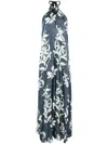 Forte Forte Forte_forte Blue Long Dress With White Floral Print In Blue