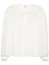 Forte Forte Crochet-panel Long-sleeve Blouse In Ivory