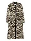 Forte Forte Long Animal Print Coat Featuring Pockets In Brown