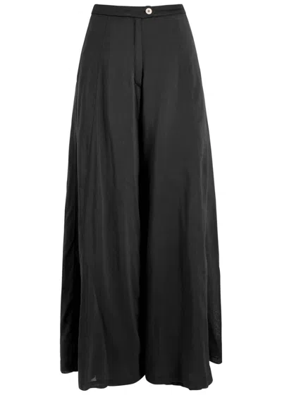 Forte Forte Forte_forte Cotton-blend Voile Wide-leg Trousers In Black