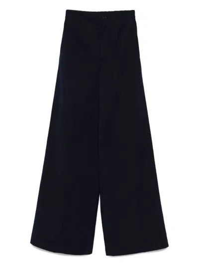 Forte Forte High-waisted Cotton Trousers Featuring Pockets In Black