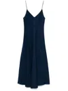 Forte Forte Cotton Denim Midi Dress With Frayed Edge In Blue