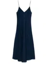 Forte Forte Cotton Denim Midi Dress With Frayed Edge In Blue