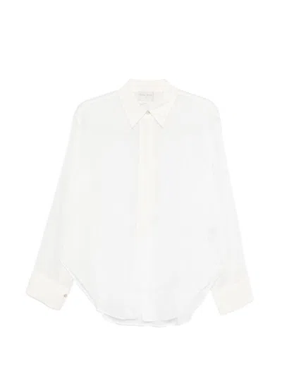 Forte Forte Long Sleeve Sheer Shirt Embroidered Design In White
