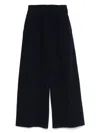 Forte Forte Flared Wide Leg Cotton Trousers With Pockets In Black