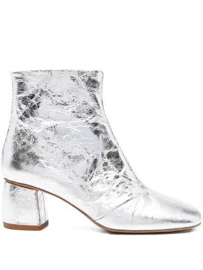 Forte Forte Forte_forte Craquele` Laminated Leather Anckle Boots Shoes In Gray