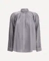 Forte Forte Crater-collar Shirt In Habotai Silk In Gray