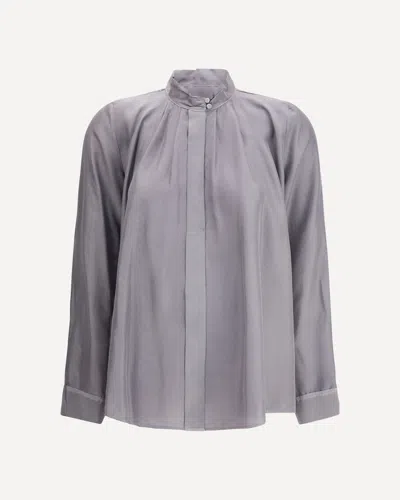Forte Forte Forte_forte Crater-collar Shirt In Habotai Silk In Gray