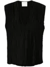 Forte Forte Pleated V-neck Sleeveless Top In Black