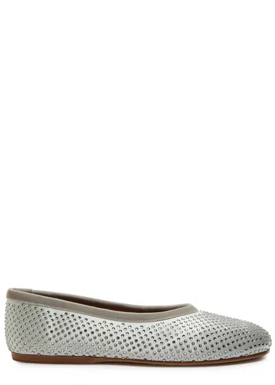 Forte Forte Forte_forte Crystal-embellished Satin Ballet Flats In Silver