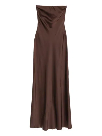 Forte Forte Elegant Dress In Envers Satin In Brown