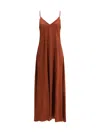 Forte Forte Spaghetti-strap Metallic-detail Dress In Brown