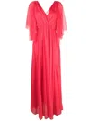 Forte Forte V-neck Flutter-sleeves Flared Dress In Orange