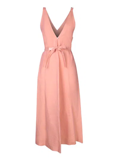 Forte Forte Belted Linen Wrap Dress In Pink