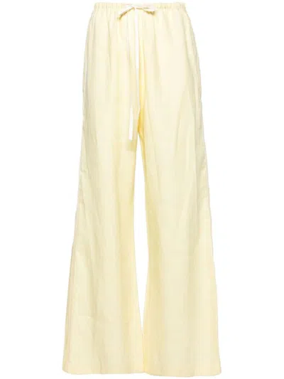 Forte Forte Linen Palazzo Trousers In Yellow