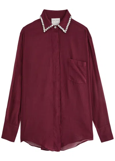 Forte Forte Forte_forte Embellished Cotton-blend Shirt In Burgundy