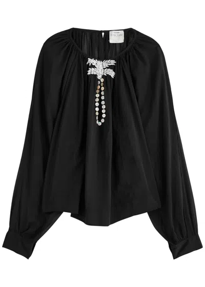 Forte Forte Forte_forte Embellished Cotton-blend Voile Blouse In Black