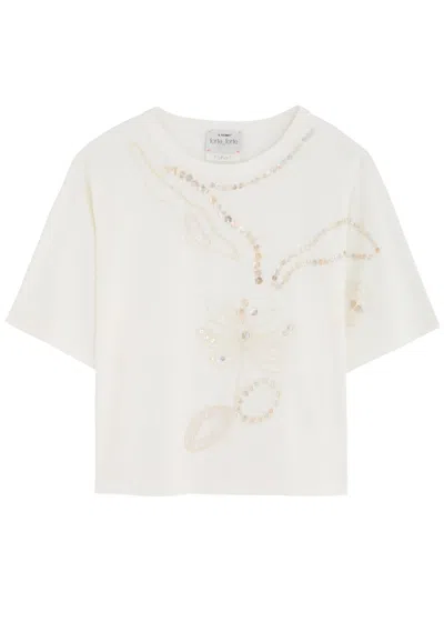FORTE FORTE FORTE_FORTE EMBELLISHED COTTON T-SHIRT