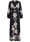 Forte Forte Forte_forte Embroidered Cotton And Wool-blend Maxi Wrap Dress In Blue