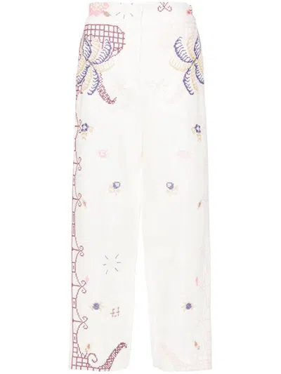 Forte Forte Forte_forte Embroidered Linen Trousers In White