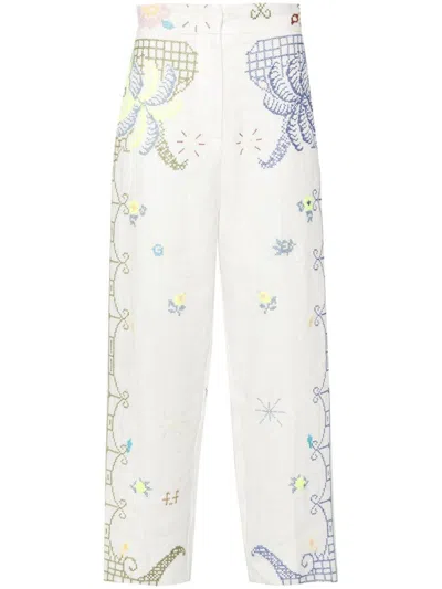 Forte Forte Forte_forte Embroidered Linen Trousers In White