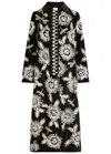 Forte Forte Long Coat With Floral Embroidery And Pockets In Black