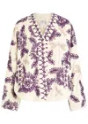 Forte Forte Embroidered Velvet Kimono Jacket In Purple