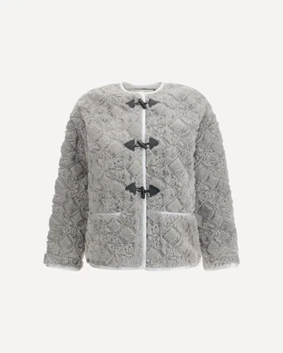 Forte Forte Forte_forte Faux Fur Coat With Divine Embroidery And Toggles In Gray