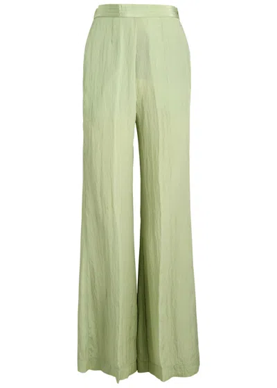Forte Forte Forte_forte Flared-leg Satin Trousers In Light Green