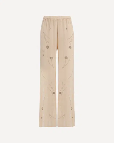 Forte Forte Fleurs Dorient Embroidered Pants In Neutral