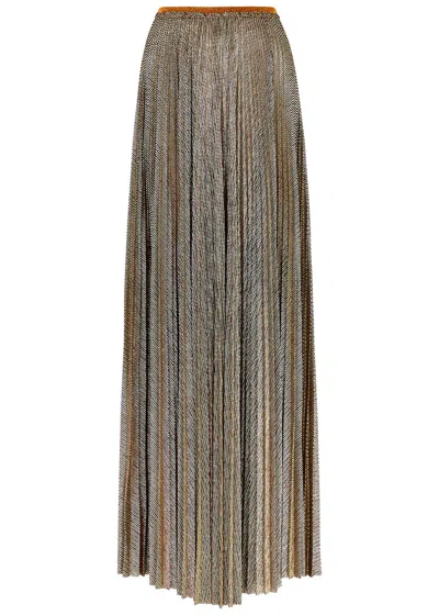 Forte Forte Forte_forte Gold Pleated Metallic-weave Maxi Skirt In Metallic Gold