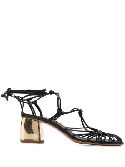 Forte Forte Forte_forte Golden Heels Tubular Leather Laces Sandals Shoes