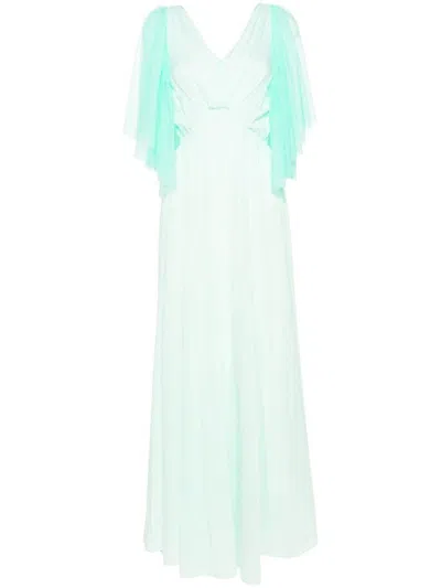 Forte Forte Voile And Tulle Long Dress In Aquatic