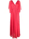 Forte Forte V-neck Flutter-sleeves Flared Dress In Orange