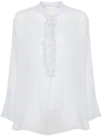Forte Forte Ruffled Long-sleeve Blouse In Celeste