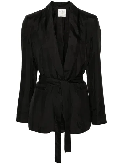 Forte Forte Forte_forte Habotai Silk Belted Jacket Clothing In F45m.8009 Nero
