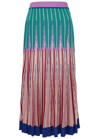 Forte Forte Forte_forte Happy Sun Intarsia Cotton-blend Midi Skirt In Multicoloured