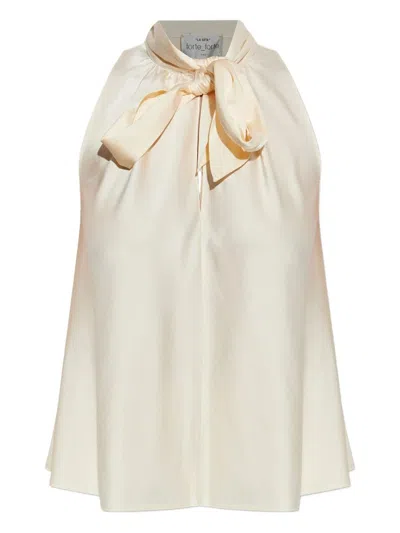 Forte Forte Forte_forte Heavy Stretch Silk Satin Bow-tie Top Clothing In Neutral