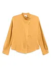 Forte Forte High Neck Satin Blouse With Tassel Detail In Orange
