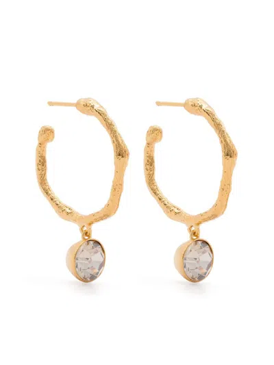 Forte Forte Crystal-pendant Hoop Earrings In Beige