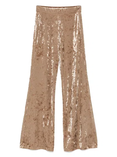Forte Forte Forte_forte Iridescent Stretch Velvet High Waist Pants Clothing In Brown