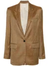 Forte Forte Single-breasted Checked Blazer In Brown