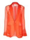 Forte Forte Orange Jacket With Classic Lapels And Patch Pockets On The Front In Semi-transparent Silk Woman In Red