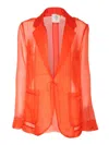 Forte Forte Orange Jacket With Classic Lapels And Patch Pockets On The Front In Semi-transparent Silk Woman In Red
