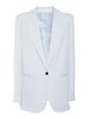Forte Forte Regular-fit Satin Blazer With Notched Lapels In Blue