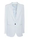 Forte Forte Regular-fit Satin Blazer With Notched Lapels In Blue